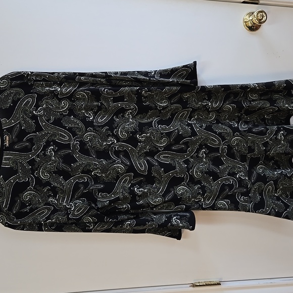Michael Kors Elegant Black and Green Paisley Dress size large - Picture 6 of 8